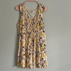Old Navy Yellow Purple Floral Sleeveless V Neck Sundress